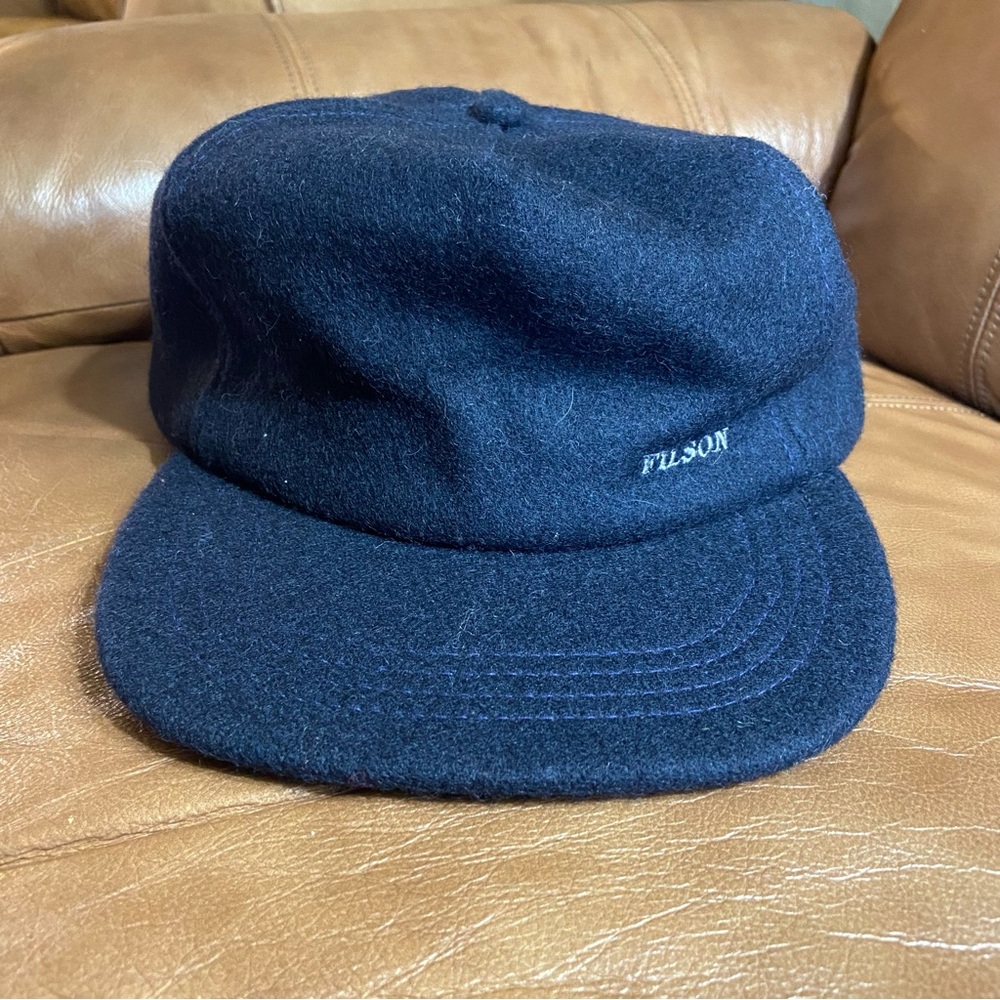 Vintage Filson Dark Blue Navy Wool Trucker Style Hat